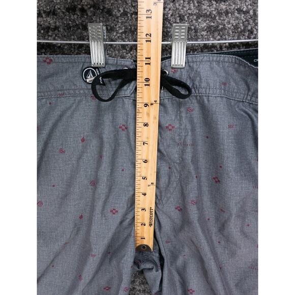 Volcom Board Shorts Mens 30 Gray Solid Geometric Print Pure Function Beach Surf - Picture 10 of 14